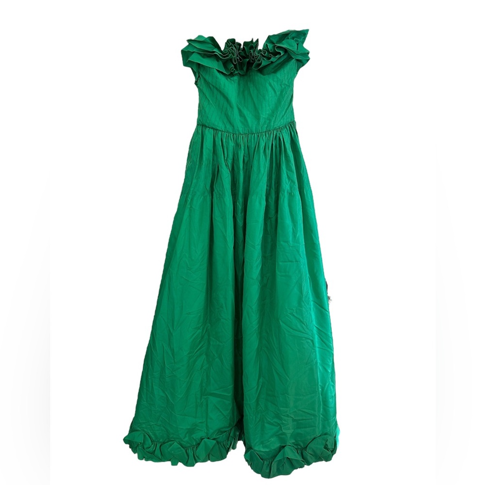 Vintage Saks Fifth Avenue Bill Blass Green Formal Fit And Flare ￼dress Ruffles